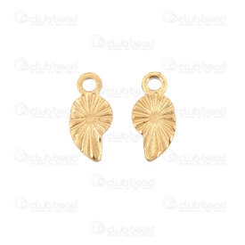 1720-2111-59GL - Nature Stainless Steel 304 Charm Seashell 8.5x4x0.8mm Lined Design with Loop Gold Plated 30pcs 1720-2111-59GL, Boucles d,montreal, quebec, canada, beads, wholesale