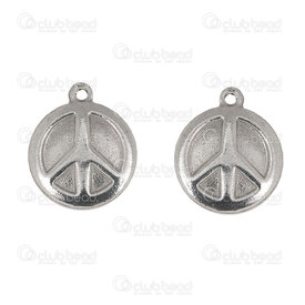 1720-2112-05 - Spiritual Stainless Stell Peace and Love Round 14mm Natural 10pcs 1720-2112-05,14mm round,montreal, quebec, canada, beads, wholesale