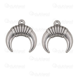 1720-2112-263 - Spiritual Stainless Steel 304 Charm Upside Down Crescent Moon 17.5x16x3mm with Loop Natural 5pcs 1720-2112-263,dox,montreal, quebec, canada, beads, wholesale