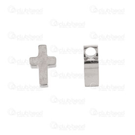 1720-2112-27 - Spiritual Stainless Steel Charm Cross 8x5mm 2mm hole High Quality Polish Natural 4pcs 1720-2112-27,Charms,Stainless Steel,montreal, quebec, canada, beads, wholesale