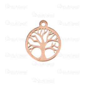 1720-2112-29RGL - Spiritual Stainless Steel Charm Tree of Life 15mm with 1.5mm loop High Quality Polish Rose Gold 4pcs 1720-2112-29RGL,Charms,montreal, quebec, canada, beads, wholesale