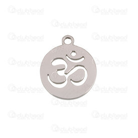 1720-2112-31 - Spiritual Stainless Steel Charm OM 12x0.9mm with 1.5mm loop High Quality Polish Natural 10pcs 1720-2112-31,1720-2,montreal, quebec, canada, beads, wholesale