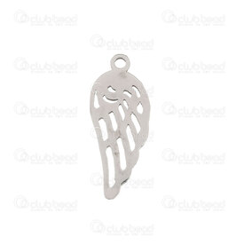 1720-2112-35 - Spiritual Stainless Steel Charm Wing18x7.5x1mm with 1mm loop Natural 10pcs 1720-2112-35,Pendants,Stainless Steel,montreal, quebec, canada, beads, wholesale