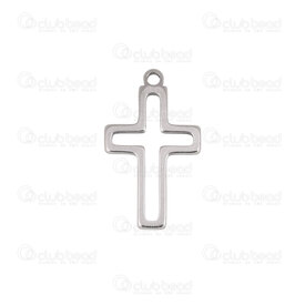 1720-2112-43 - Spiritual Stainless Steel Charm Cross 18x11x1.5mm with 1.2mm loop Natural 20pcs 1720-2112-43,Charms,Stainless Steel,montreal, quebec, canada, beads, wholesale