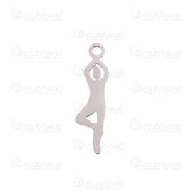 1720-2112-45 - Spiritual Stainless Steel Charm Yoga Figure 18.5x5x1mm with loop Natural 10pcs 1720-2112-45,Stainless Steel,montreal, quebec, canada, beads, wholesale