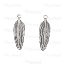 1720-2112-55 - Spirituel Acier Inoxydable 304 Breloque Plume 17.5x5.5x2mm avec Boucle Naturel 10pcs 1720-2112-55,Breloques,Acier inoxydable,montreal, quebec, canada, beads, wholesale
