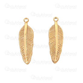 1720-2112-55GL - Spiritual Stainless Steel 304 Charm Feather 17.5x5.5x2mm with loop Gold Plated 10pcs 1720-2112-55GL,Charms,Stainless Steel,montreal, quebec, canada, beads, wholesale