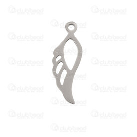 1720-2112-57 - Spiritual Stainless Steel 304 Charm Angel's Wing 21x7.5x1mm with Loop Natural 10pcs 1720-2112-57,montreal, quebec, canada, beads, wholesale