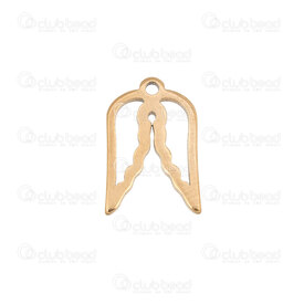 1720-2112-63GL - Spirituel Acier Inoxydable 304 Breloque Aile d'Ange 12x8x0.8mm avec Boucle Plaque Or 10pcs 1720-2112-63GL,d,montreal, quebec, canada, beads, wholesale