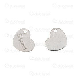 1720-2114-17 - Heart Stainless steel charm Heart 7.5x9x0.5mm engraved \'S.Steel\' Natural 50pcs 1720-2114-17,Charms,Stainless Steel,montreal, quebec, canada, beads, wholesale