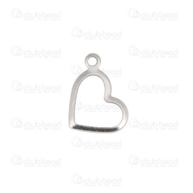 1720-2114-23 - Heart Stainless Steel Charm Heart 10x14x0.7mm Hollow with 1.2mm Loop Natural 30pcs 1720-2114-23,Charms,montreal, quebec, canada, beads, wholesale
