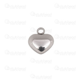 1720-2114-27 - Heart Stainless Steel Charm Heart 10x9.5x3mm Plain 1.5mm loop Natural 10pcs 1720-2114-27,Pendants,Stainless Steel,montreal, quebec, canada, beads, wholesale