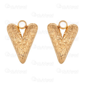 1720-2114-37HGL - Cœur Acier Inoxydable 304 Breloque Cœur 16.5x11.5x4mm avec Motif Martele et Boucle Plaque Or 5pcs 1720-2114-37HGL,Breloques,Acier inoxydable,montreal, quebec, canada, beads, wholesale