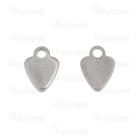 1720-2114-39 - Heart Stainless Steel Charm Heart Plate 9x6.5x1.2mm with Loop Natural 50pcs 1720-2114-39,Pendants,Stainless Steel,montreal, quebec, canada, beads, wholesale