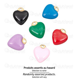 1720-2114-45GLMIX - Cœur Acier Inoxydable 304 Breloque Cœur 12x10.5x4mm Remplissage Couleur Mix avec Boucle 1.5mm Plaque Or 10pcs 1720-2114-45GLMIX,OR REMPLI,montreal, quebec, canada, beads, wholesale