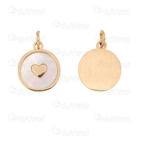1720-2114-49GL - Heart Stainless Steel 304 Charm Heart Round 14.5x12x1.5mm with Shell Filling and Ring Gold Plated 3pcs 1720-2114-49GL,perle,montreal, quebec, canada, beads, wholesale