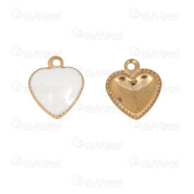 1720-2114-521GL - Cœur Acier Inoxydable 304 Breloque Cœur Remplissage Blanc 10x8mm avec Boucle Plaque Or 10pcs 1720-2114-521GL,montreal, quebec, canada, beads, wholesale