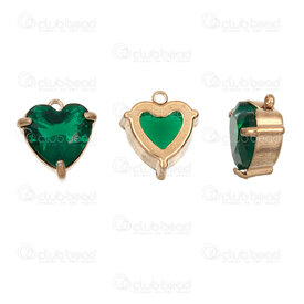 1720-2114-533GL - Cœur Acier Inoxydable 304 Breloque Cœur 11x9x5mm avec Pierre du Rhin Vert et Boucle Plaque Or 10pcs 1720-2114-533GL,pierre du rhin,montreal, quebec, canada, beads, wholesale