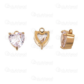 1720-2114-541GL - Heart Stainless Steel 304 Charm Heart 8x6x5mm Crystal Cubic Zircon Stone with Claw and Loop Gold Plated 10pcs 1720-2114-541GL,Charm,montreal, quebec, canada, beads, wholesale