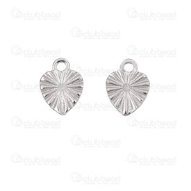 1720-2114-55 - Heart Stainless Steel 304 Charm Heart 8x6x0.7mm Lined Design with Loop Natural 30pcs 1720-2114-55,montreal, quebec, canada, beads, wholesale