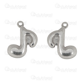 1720-2115-03 - Music Stainless Steel Charm Music Note 15x13mm Natural 10pcs 1720-2115-03,note,montreal, quebec, canada, beads, wholesale