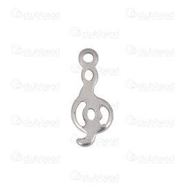 1720-2115-07 - Music Stainless Steel Charm Trebble Key 15x6.5x1mm with 1.5mm loop Natural 20pcs 1720-2115-07,1720-2,montreal, quebec, canada, beads, wholesale