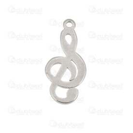 1720-2115-09 - Musique Acier Inoxydable 304 Breloque Clef de Sol 15.5x7.5x0.8mm avec Boucle Naturel 20pcs 1720-2115-09,d,montreal, quebec, canada, beads, wholesale