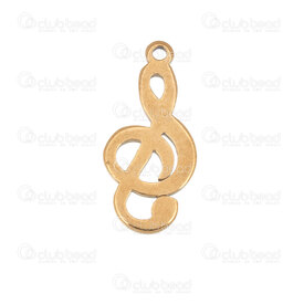 1720-2115-09GL - Musique Acier Inoxydable 304 Breloque Clef de Sol 15.5x7.5x0.8mm avec Boucle Plaque Or 10pcs 1720-2115-09GL,Box,montreal, quebec, canada, beads, wholesale