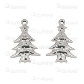 1720-2117-01 - Christmas Stainless Steel Charm Christmas Tree 17x14mm Natural 10pcs 1720-2117-01,CHRISTMAS,montreal, quebec, canada, beads, wholesale