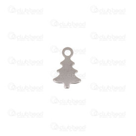 1720-2117-03 - Christmas Stainless Steel Charm Christmas Tree 10x6.5x0.6mm with 1mm loop Natural 30pcs 1720-2117-03,montreal, quebec, canada, beads, wholesale
