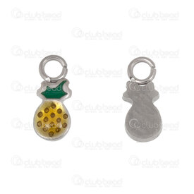 1720-2119-05 - Fruit Stainless Steel Charm Pineapple 9x4mm Color Filling with 1.5mm loop Natural 10pcs 1720-2119-05,Ana,montreal, quebec, canada, beads, wholesale