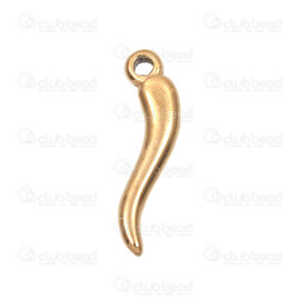 1720-2119-0621GL - Fruit/Veggies Stainless Steel Charm Chili 20x5.5x3mm with Loop Gold Plated 10pcs 1720-2119-0621GL,chili,montreal, quebec, canada, beads, wholesale