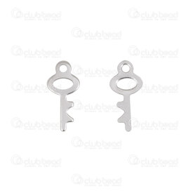 1720-2124-13 - Stainless Steel Charm Key 13.5x6x0.7mm with 1.2mm loop Natural 30pcs 1720-2124-13,Charms,montreal, quebec, canada, beads, wholesale