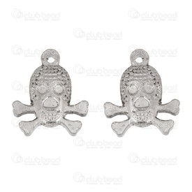 1720-2127 - Stainless steel Charm Skull Head both side 17x18mm Natural 5pcs 1720-2127,Charms,Stainless Steel,montreal, quebec, canada, beads, wholesale