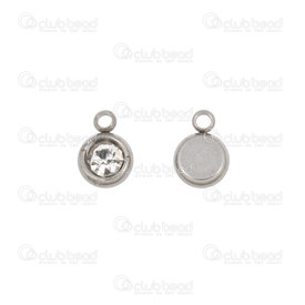 1720-2143 - Stainless Steel Charm Round 6mm Rhinstone Crystal Natural 10pcs 1720-2143,1720-2143,montreal, quebec, canada, beads, wholesale