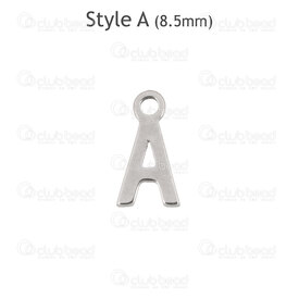 1720-2171-A - Stainless Steel Charm Letter "A" 8.5x4.5x1mm with 1.2mm loop Natural 3.5gr 30pcs 1720-2171-A,Charms,Letters,montreal, quebec, canada, beads, wholesale