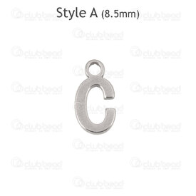 1720-2171-C - Stainless Steel Charm Letter "C" 8.5x4.5x1mm with 1mm loop Natural 30pcs 1720-2171-C,Charms,Letters,montreal, quebec, canada, beads, wholesale