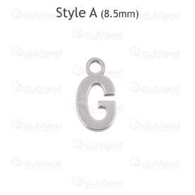 1720-2171-G - Stainless Steel Charm Letter "G" 8.5x4.5x1mm with 1mm loop Natural 30pcs 1720-2171-G,Charms,Letters,montreal, quebec, canada, beads, wholesale