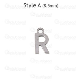 1720-2171-R - Acier Inoxydable Breloque Lettre \"R\" 8.5x4.5x1mm avec Boucle 1.2mm Naturel 30pcs 1720-2171-R,Nouveautés,montreal, quebec, canada, beads, wholesale