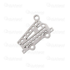 1720-2181 - Stainless Steel Charm Fire Truck 16.5X11.5mm with 1.5mm Loop Natural 10pcs 1720-2181,Charms,montreal, quebec, canada, beads, wholesale