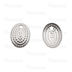 1720-2187 - Stainless Steel Charm Oval 10x7.5x2mm with Dot Design 1.2mm Hole Natural 30pcs 1720-2187,Charms,montreal, quebec, canada, beads, wholesale