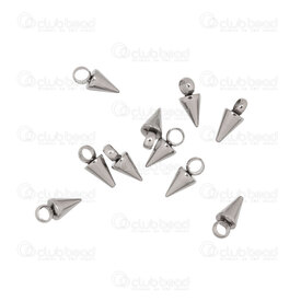 1720-2196-07 - Stainless Steel 304 Charm Spike 7x3mm with 1.5mm loop 20pcs Natural 1720-2196-07,1720-,montreal, quebec, canada, beads, wholesale