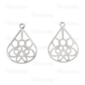 1720-2197 - Stainless Steel 304 Charm Drop 20x15mm Fancy Design with Loop Natural 20pcs 1720-2197,Charms,Stainless Steel,montreal, quebec, canada, beads, wholesale