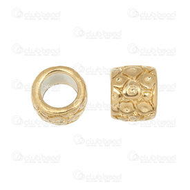 1720-2400-005 - Stainless Steel 304 Bead European Style Cylinder With Engraved Design 9x11mm Gold 7mm Hole 2pcs 1720-2400-005,Beads,European style,Metal,Bead,European Style,Metal,Stainless Steel 304,9x11mm,Cylinder,With Engraved Design,Gold,7mm Hole,China,2pcs,montreal, quebec, canada, beads, wholesale