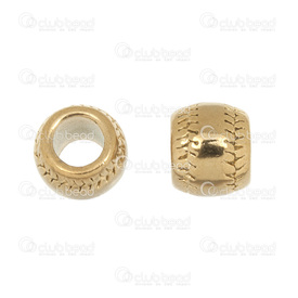 1720-2400-011 - Stainless Steel 304 Bead European Style Round With Engraved Design 10x11mm Gold 6mm Hole 2pcs 1720-2400-011,European style,Bead,European Style,Metal,Stainless Steel 304,10X11MM,Round,With Engraved Design,Gold,6mm Hole,China,2pcs,montreal, quebec, canada, beads, wholesale