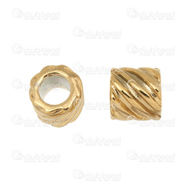 1720-2400-017 - Stainless Steel 304 Bead European Style Cylinder With Engraved Design 10x11mm Gold 6mm Hole 2pcs 1720-2400-017,Beads,European style,Metal,Bead,European Style,Metal,Stainless Steel 304,10X11MM,Cylinder,With Engraved Design,Gold,6mm Hole,China,2pcs,montreal, quebec, canada, beads, wholesale