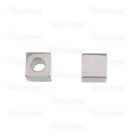 1720-240102-01 - Stainless steel Bead Cube 9mm Plain 5mm hole High Quality Polish Natural 5 pcs 1720-240102-01,Beads,Stainless Steel,montreal, quebec, canada, beads, wholesale