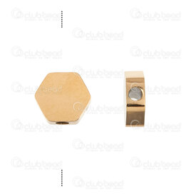 1720-240106-01GL - Stainless Steel Bead Hexagonal Pellet 8x8.5x3mm 1.5mm hole Gold Plated 4pcs 1720-240106-01GL,hexagon,montreal, quebec, canada, beads, wholesale
