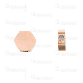 1720-240106-01RGL - Stainless Steel Bead Hexagonal Pellet 8x8.5x3mm 2mm hole  Rose Gold Plated 4pcs 1720-240106-01RGL,Pastille,montreal, quebec, canada, beads, wholesale