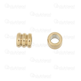 1720-240107-01GL - Stainless Steel Bead Tube 6x6mm 2 lines 3.5mm Hole Gold 20pcs 1720-240107-01GL,Beads,Metal,Stainless Steel,montreal, quebec, canada, beads, wholesale